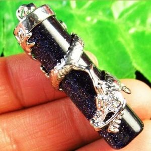 **$15 Sale** New Silver Wrapped Dragon Blue Sandstone Pendant.